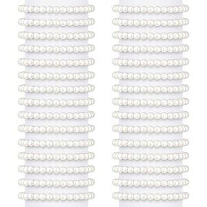 Elegant White Faux Pearl Bridal Bracelets Bulk Set for Women Girls